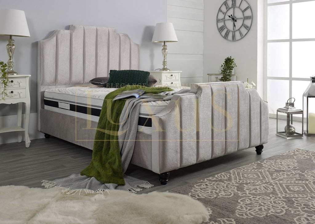 Deco upholstered bed deals