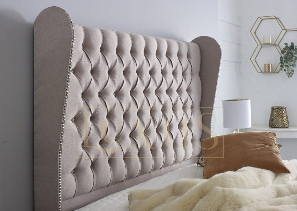 Duke Chesterfield Winged Bed | Luxury Upholstered Studded Winged Beds ...